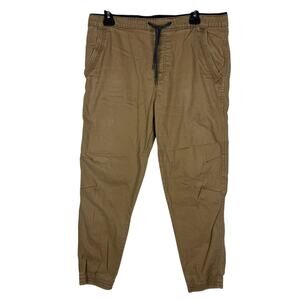 Plugg Jogger Pants Men's Medium Brown Stretch Drawstring Pockets Slash Pockets